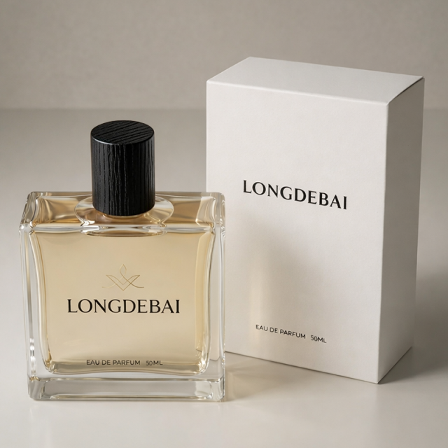 LONGDEBAI Clear Crystal Flat Square Empty 50ml 100ml Glass Perfume Bottles with Wooden Lid
