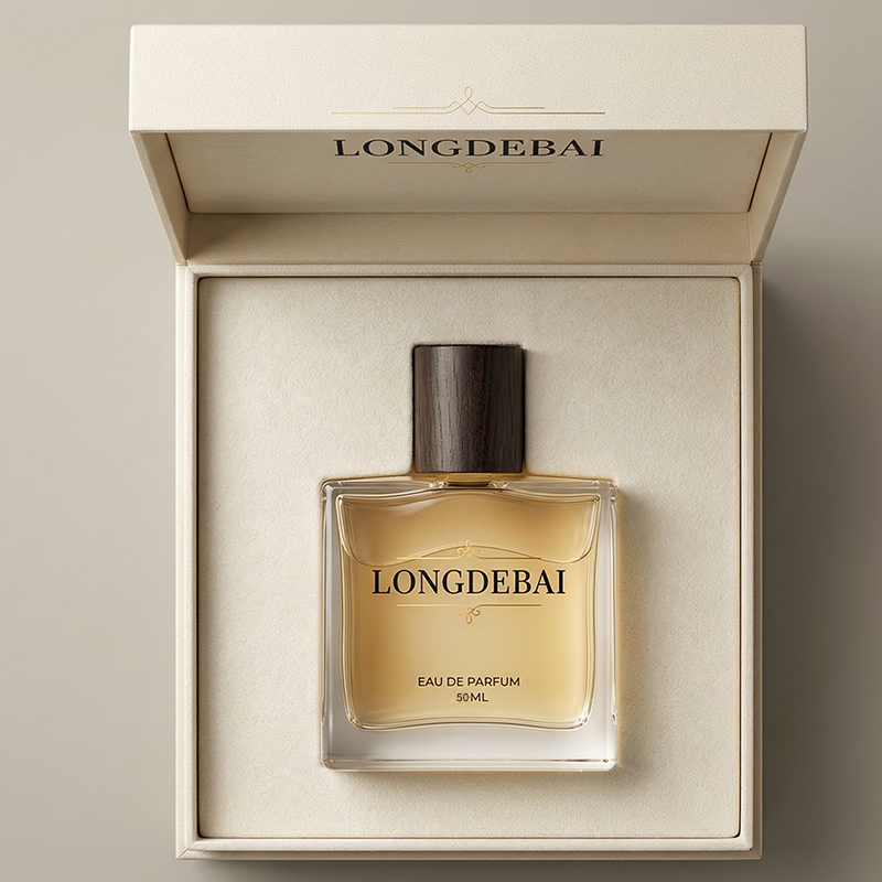 LONGDEBAI Clear Crystal Flat Square Empty 50ml 100ml Glass Perfume Bottles with Wooden Lid