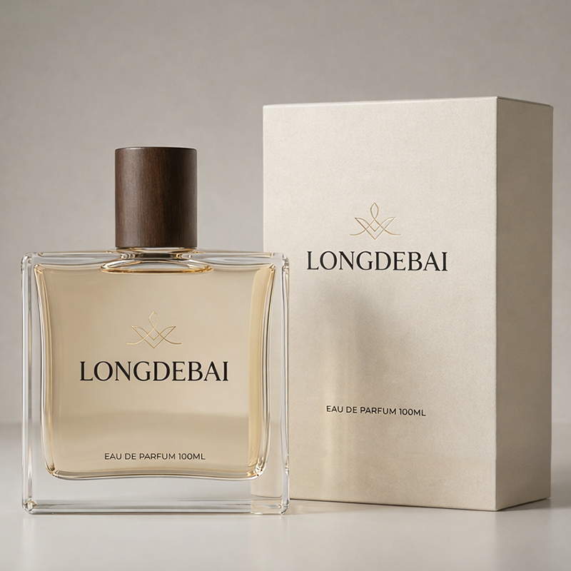 LONGDEBAI Clear Crystal Flat Square Empty 50ml 100ml Glass Perfume Bottles with Wooden Lid