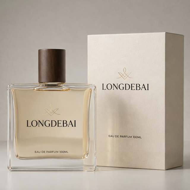 LONGDEBAI Clear Crystal Flat Square Empty 50ml 100ml Glass Perfume Bottles with Wooden Lid