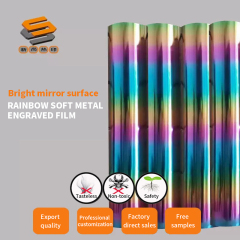 Soft Metal Lettering Film, High Elasticity Lettering Film, Rainbow Shattered Glass, Snowflake Soft Metal Dot Printing, PU Lettering Film