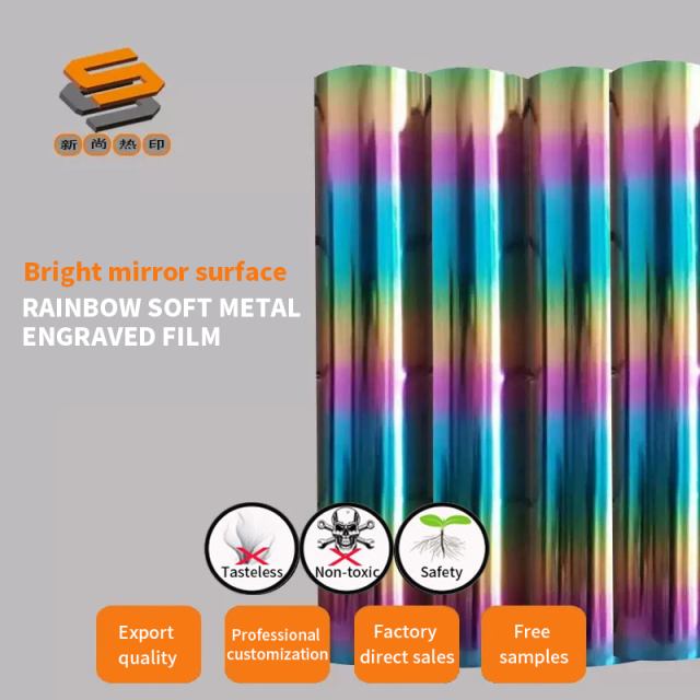 Soft Metal Lettering Film, High Elasticity Lettering Film, Rainbow Shattered Glass, Snowflake Soft Metal Dot Printing, PU Lettering Film