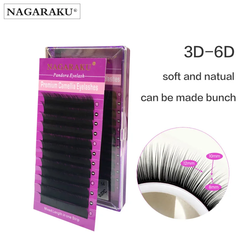 NAGARAKU New material 12 rows Volume Eyelash Extensions Mixed Length in One  Lash Strip Camellia Eyelash,Auto-fans Eyelashes