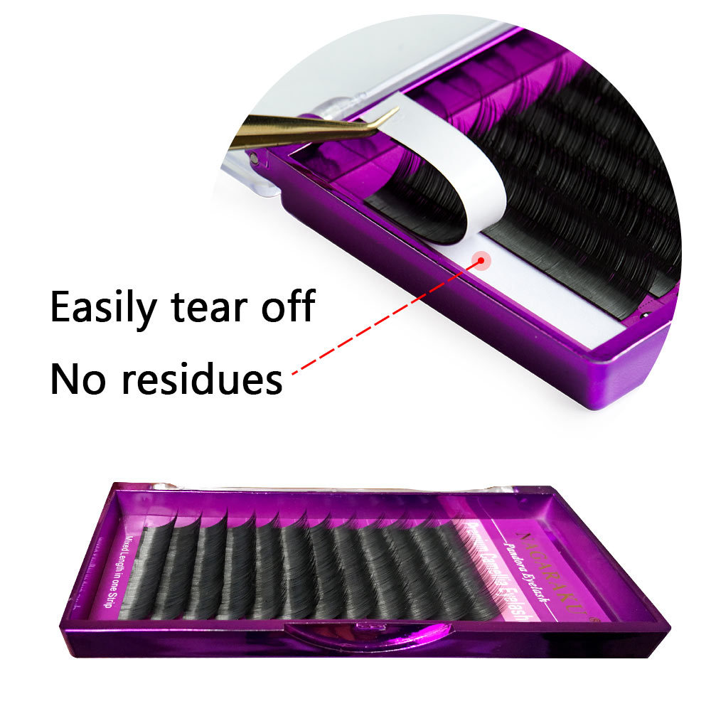 NAGARAKU  New material 12 rows Volume Eyelash Extensions Mixed Length in One Lash Strip Camellia Eyelash