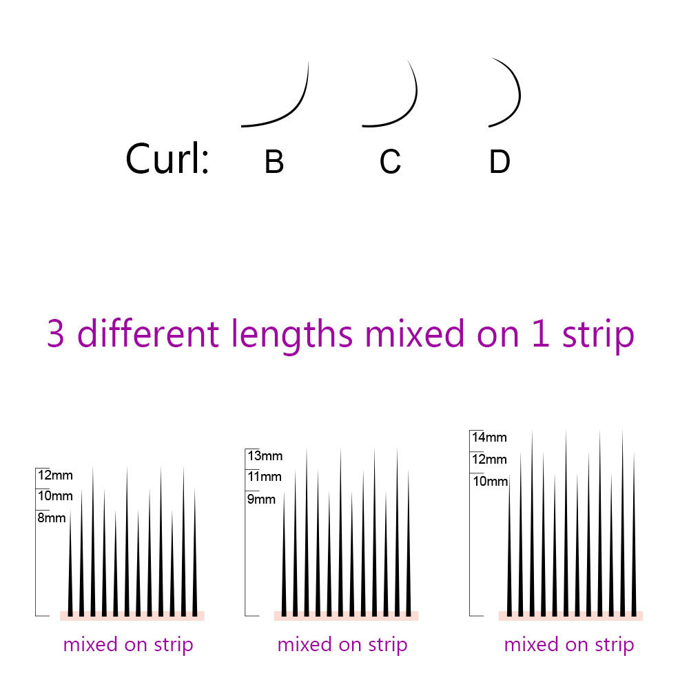 NAGARAKU  New material 12 rows Volume Eyelash Extensions Mixed Length in One Lash Strip Camellia Eyelash