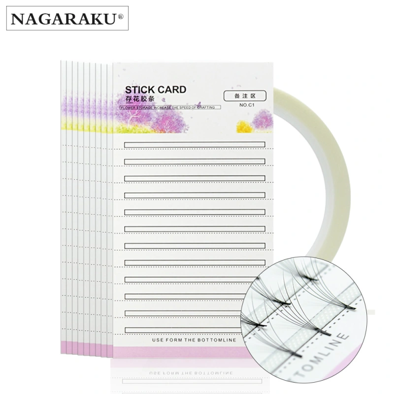 NAGARAKU make up Eyelash extension Storage card Premade fans Volume lash storage 2mm sticky strip False Eyelashes paper card