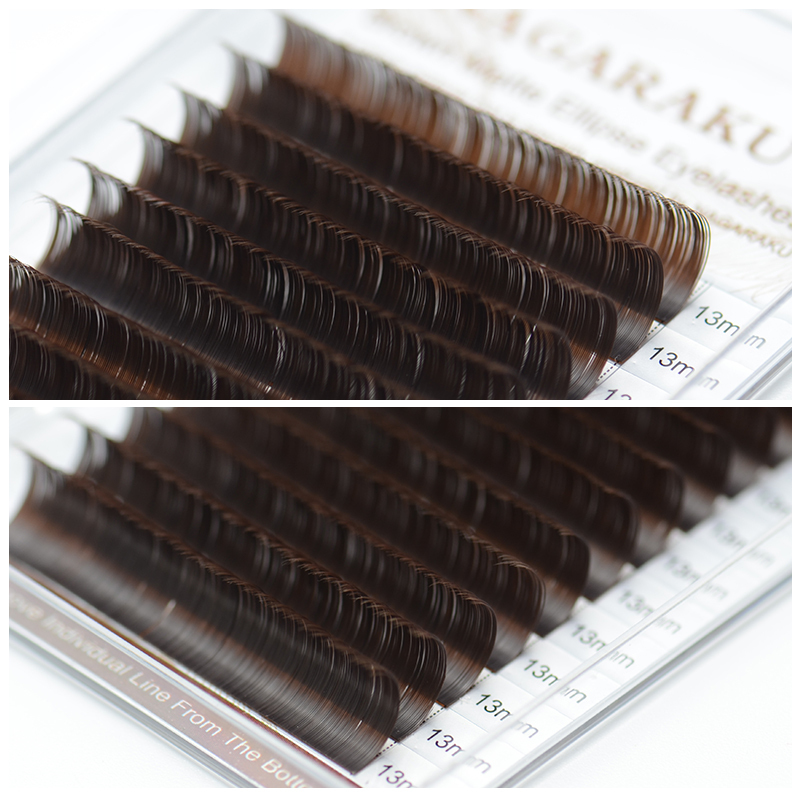 NAGARAKU 16 Lines Brown Split Tips Flat Ellipse Eyelashes Maquiagem Super Soft Natural High Quality Synthetic Mink Matte Brown