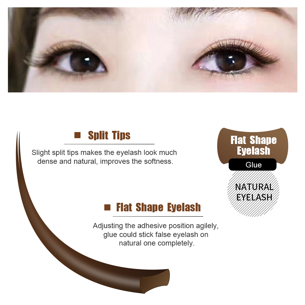 NAGARAKU 16 Lines Brown Split Tips Flat Ellipse Eyelashes Maquiagem Super Soft Natural High Quality Synthetic Mink Matte Brown