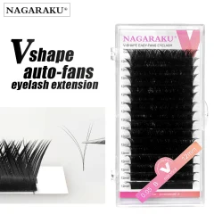 NAGARAKU Makeup V Shape Auto-Fans Eyelash Extension Volume Lashes Maquiagem Cílios 0.05mm Easy-Fans Premium Natural Eyelashes