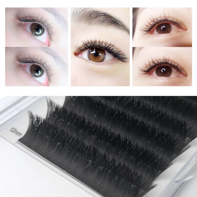 NAGARAKU V-Shape Ellipse Flat Split Tips Eyelash Extension Weaving Progress Double Tips Easy-fans Eyelash Super Soft Natural