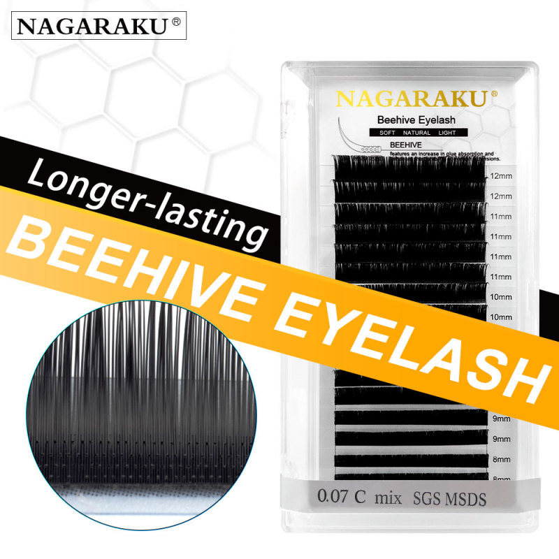 NAGARAKU Laser Beehive Eyelash Extension Longer Lasting Individual Eyelash Makeup Maquiagem Super High Quality Synthetic Mink