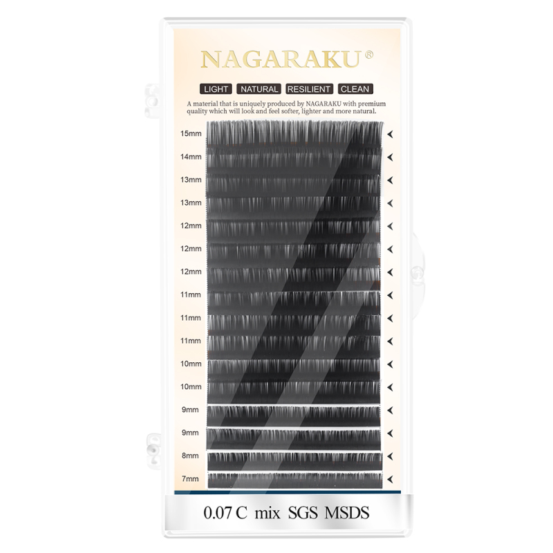 NAGARAKU Individual Eyelash Makeup Manual Fans-making Lashes 16 Lines Matte Black High Quality New Material Super Soft Natural