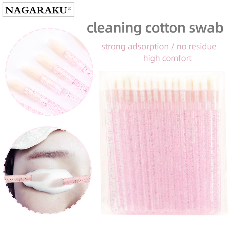 NAGARAKU 50pcs Disposable Eyelash Brush Crystal Lashes Micro Brushes Eyelash Extension Supplies Applicator Cleaner Beauty Makeup