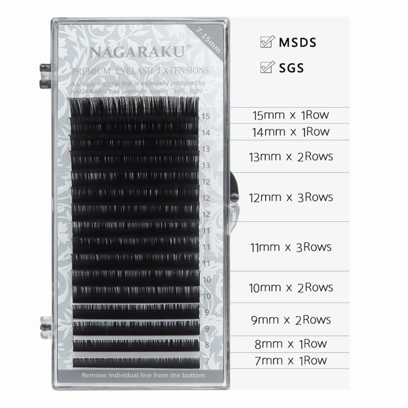 NAGARAKU Individual Eyelash Mix 7-15mm 16 Lines Eyelash Extension High Quality Super Soft Natural Classical Lashes