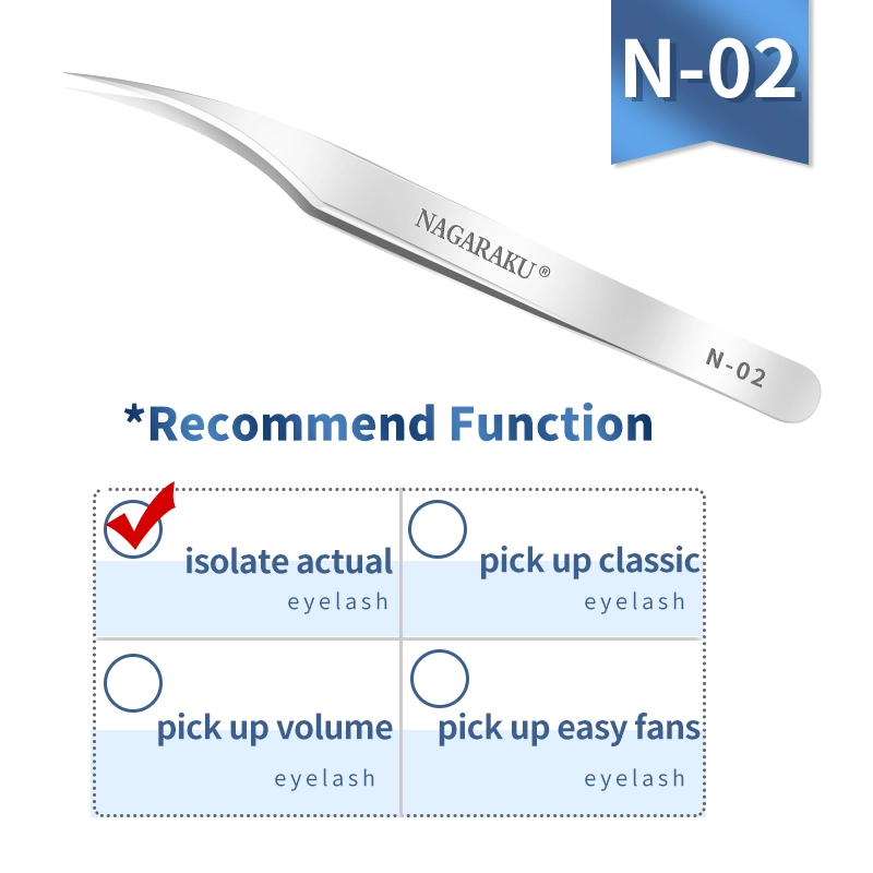 NAGARAKU Eyelash Extension Tweezers Makeup Stainless Steel Non-magnetic Pincet False Eyelash Tweezers 3D accurate tweezers