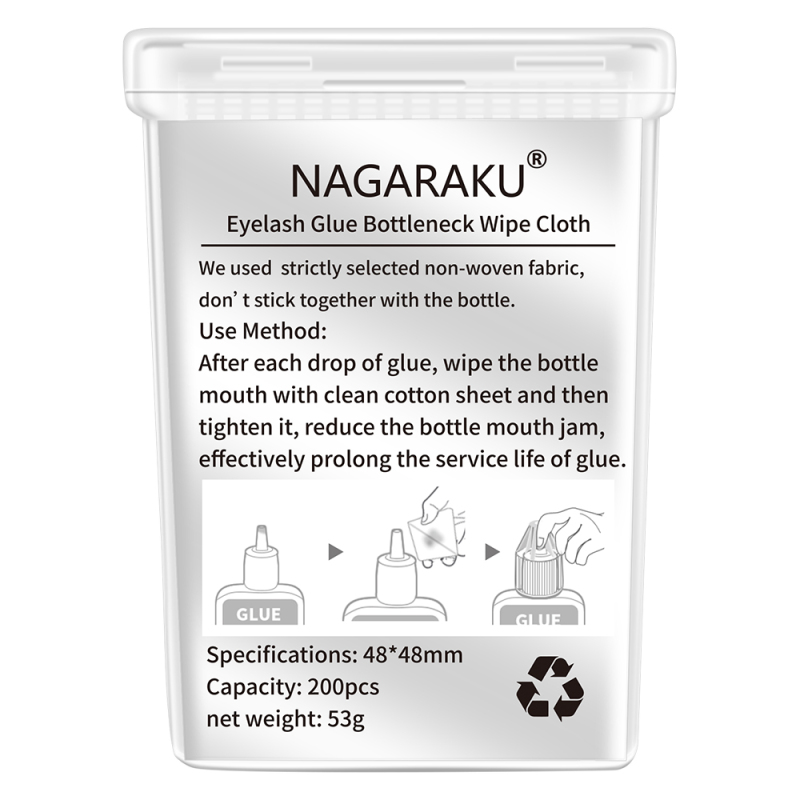 NAGARAKU 200 counts Eyelash Extension Glue Nozzle Wipes Paper Cotton Glue Bottle Mouth Cleaning Remover Paper Cleaner Pads