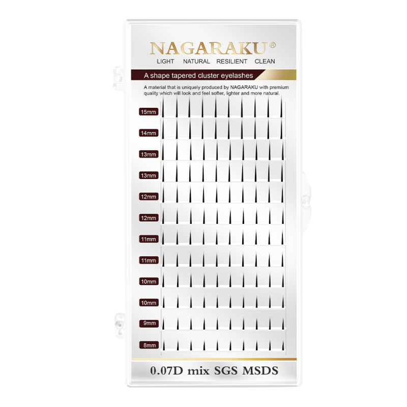 NAGARAKU Spikes Cluster Lashes A Shape Tapered Flat Base Lashes  Fish Tail Lashes Self Grafting Eyelashes Makeup