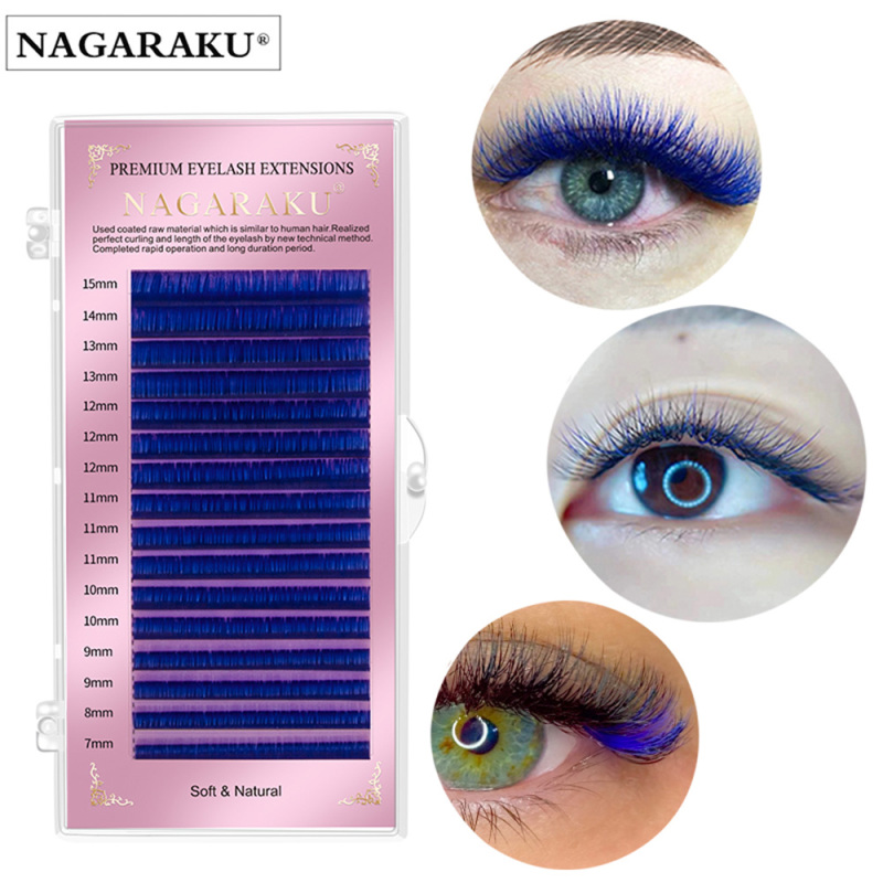 NAGARAKU Brown Dark Brown Purple Blue Lashes Mix 7-15mm Lashes 16 Lines High Quality Premium Eyelash Extension