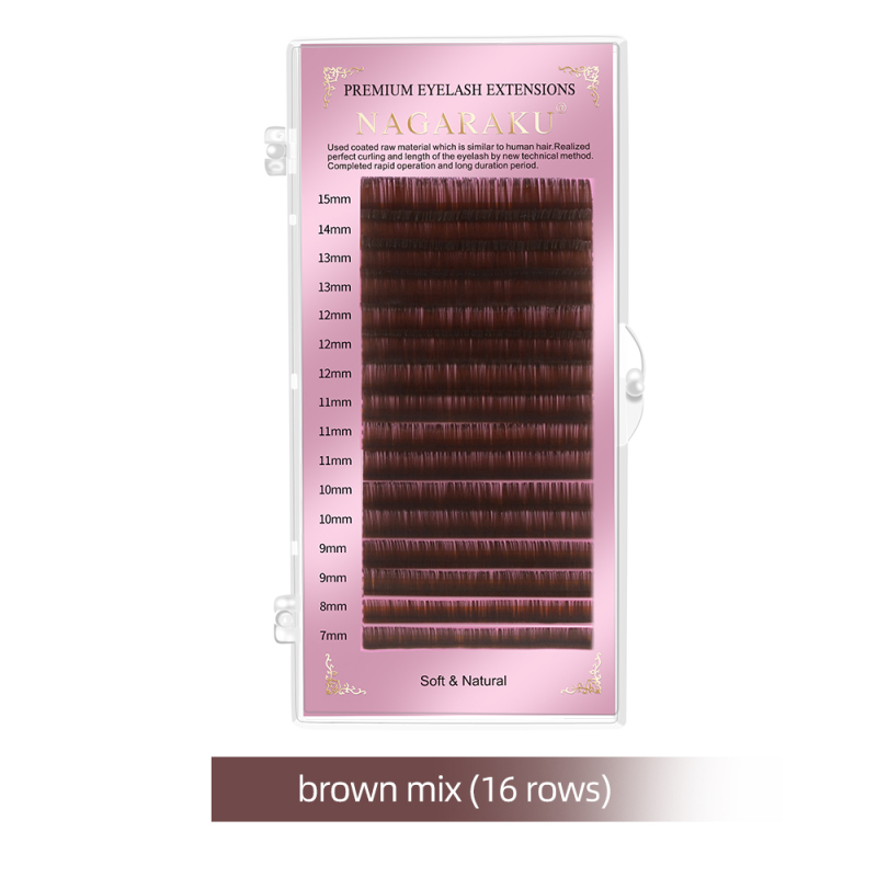 NAGARAKU Brown Dark Brown Purple Blue Lashes Mix 7-15mm Lashes 16 Lines High Quality Premium Eyelash Extension