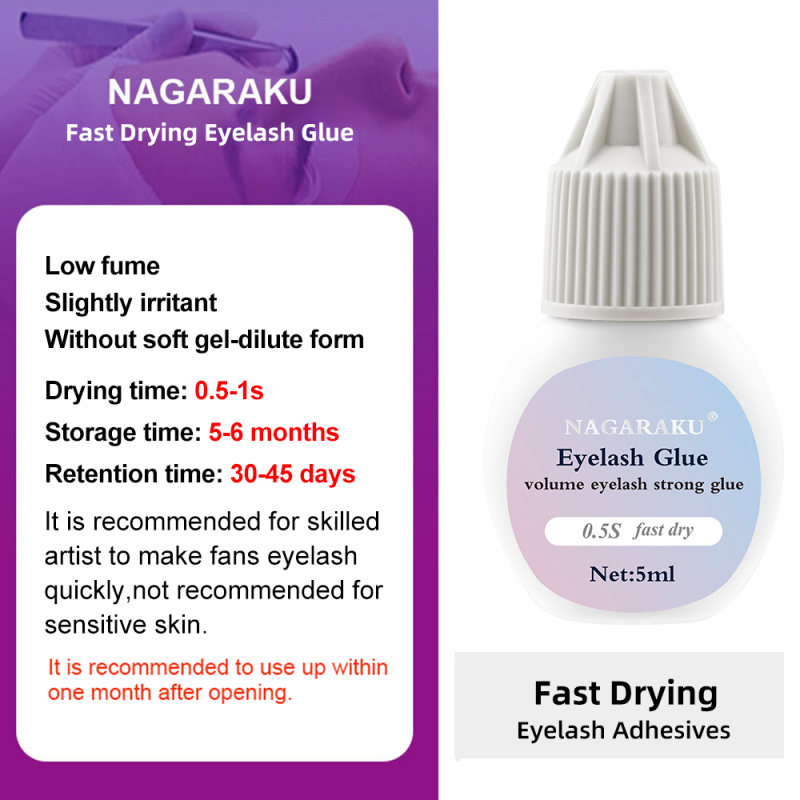 NAGARAKU Eyelashes Makeup 3 Different Glue for Lashes Eyelash 5ml Glue Low Smell Non Odorless Fast Dry Sticker Connecting Fans