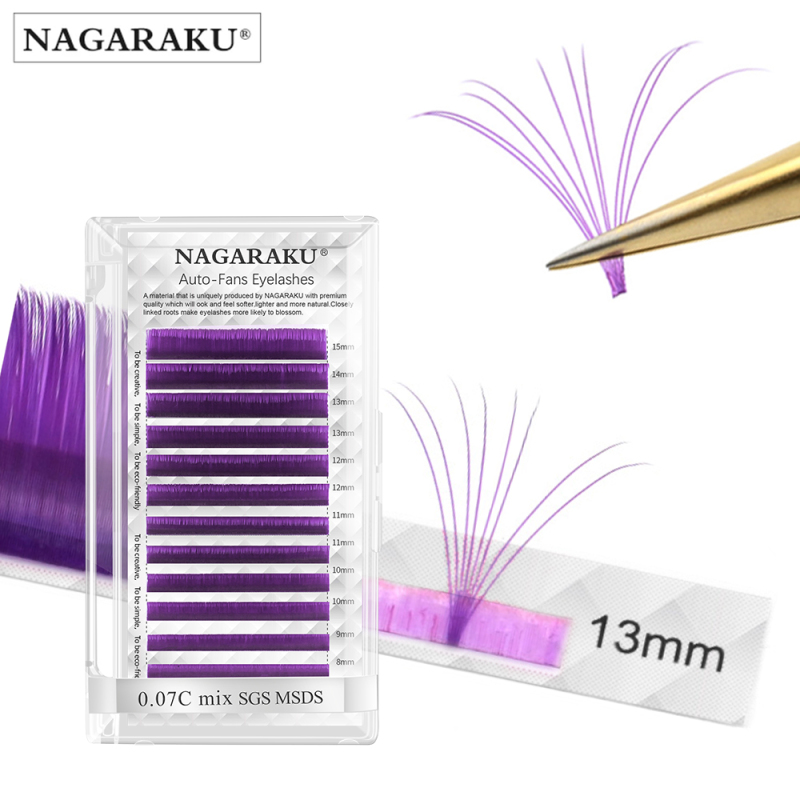 NAGARAKU Color Easy Fanning Eyelash Extension Brown Purple Blue Fans Making Lashes High Quality Premium Lashes