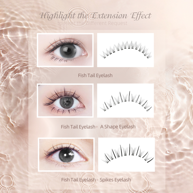 NAGARAKU A/M Shape Tapered Flat Base Fluffy Eyelash Extension Spikes Matte Cluster Make up