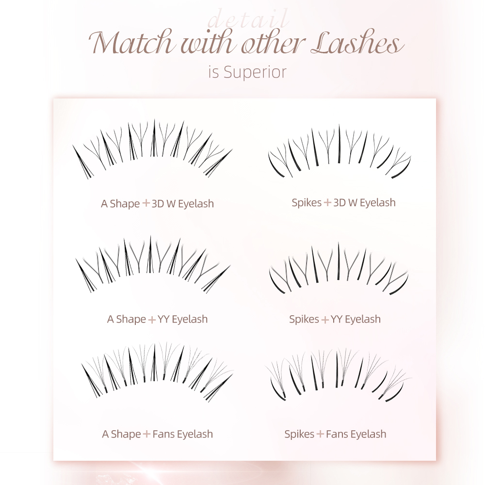 NAGARAKU A/M Shape Tapered Flat Base Fluffy Eyelash Extension Spikes Matte Cluster Make up