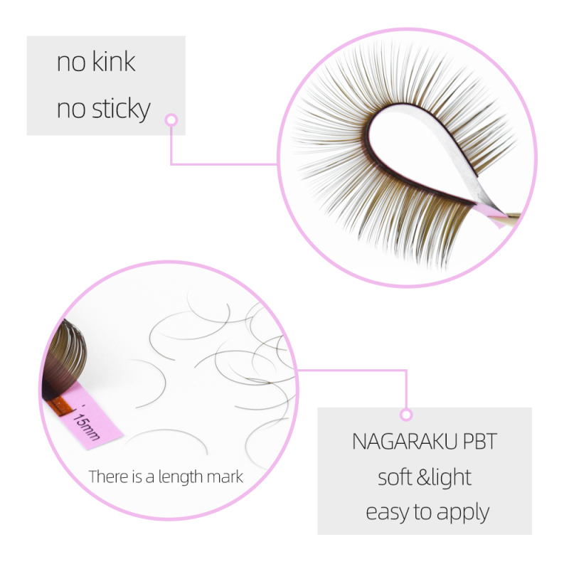 NAGARAKU Brown Dark Brown Individual Eyelash Extensions 16 Lines Super Soft Gentle High Quality Eyelashes