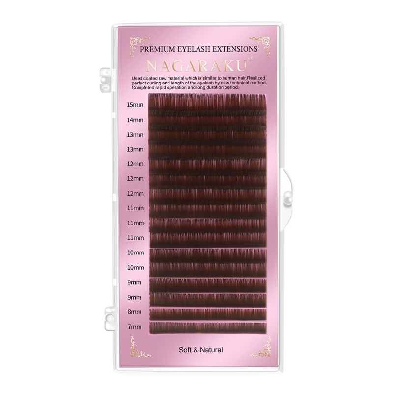 NAGARAKU Brown Dark Brown Individual Eyelash Extensions 16 Lines Super Soft Gentle High Quality Eyelashes