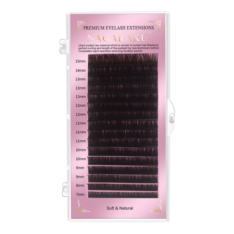 NAGARAKU Brown Dark Brown Individual Eyelash Extensions 16 Lines Super Soft Gentle High Quality Eyelashes