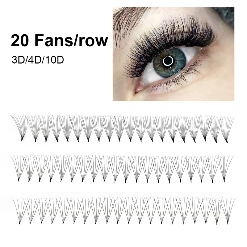 NAGARAKU Sharp Narrow Stem Premade Fans Eyelash Extension 16 Lines 5D 6D 10D Thin Pointy Base