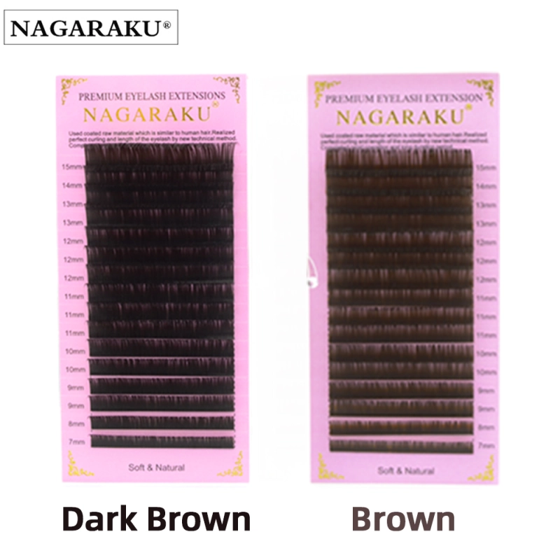 NAGARAKU Brown Dark Brown Individual Eyelash Extensions 16 Lines Super Soft Gentle High Quality Eyelashes