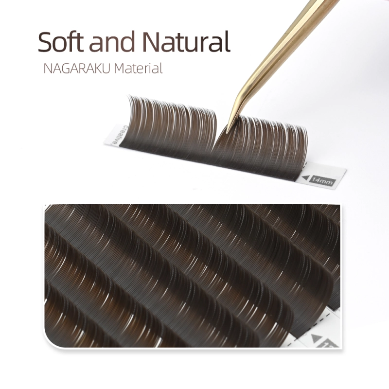 NAGARAKU Ellipse Eyelashes With Split Tips 12 Lines Dark Brown Premium High Quality Super Soft and Gentle