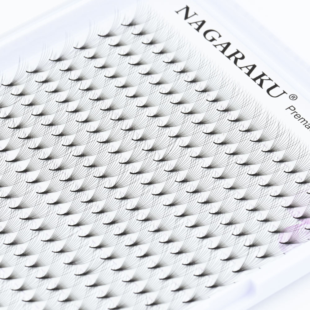 NAGARAKU Sharp Narrow Stem Premade Fans Eyelash Extension 16 Lines 5D 6D 10D Thin Pointy Base Russian Volume Fans Premium Lashes