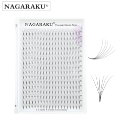 NAGARAKU Sharp Narrow Stem Premade Fans Eyelash Extension 16 Lines 5D 6D 10D Thin Pointy Base Russian Volume Fans Premium Lashes