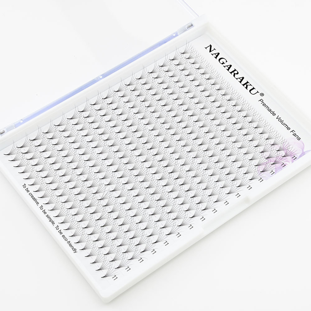 NAGARAKU Sharp Narrow Stem Premade Fans Eyelash Extension 16 Lines 5D 6D 10D Thin Pointy Base Russian Volume Fans Premium Lashes