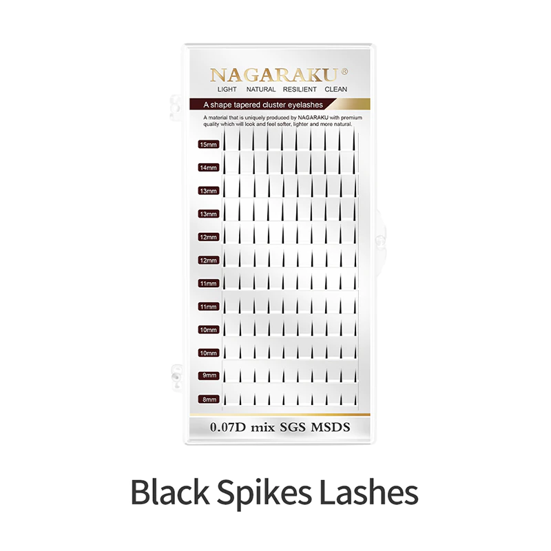 NAGARAKU Spikes Cluster Lashes A Shape Tapered Flat Base Lashes  Fish Tail Lashes Self Grafting Eyelashes Makeup