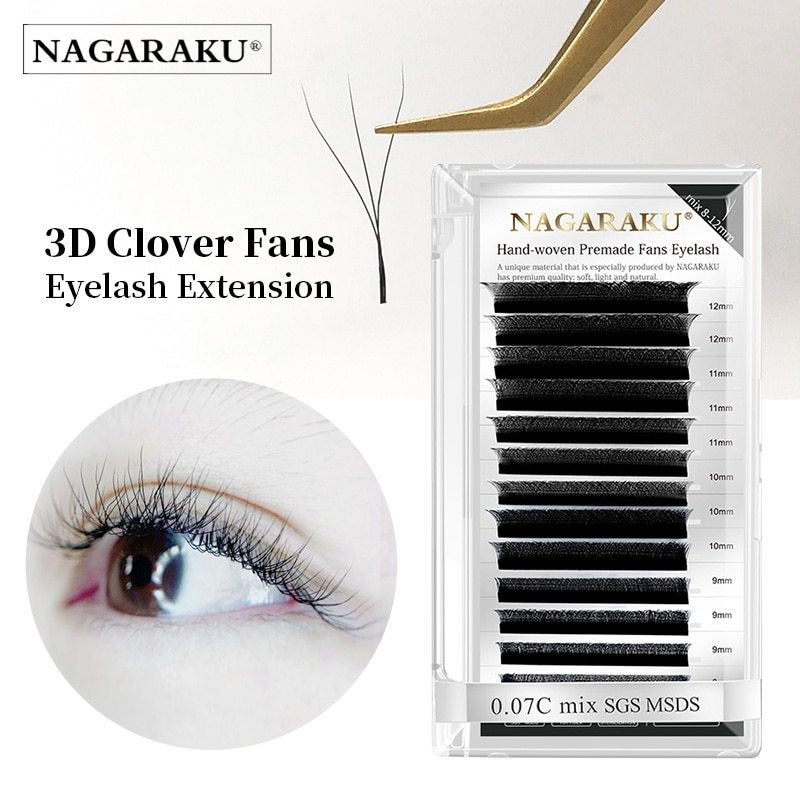 NAGARAKU Automatic Flower W volume Shape Bloom 3D Premade Fans Natural Soft Light Individual Lashes Full Dense faux mink cluster