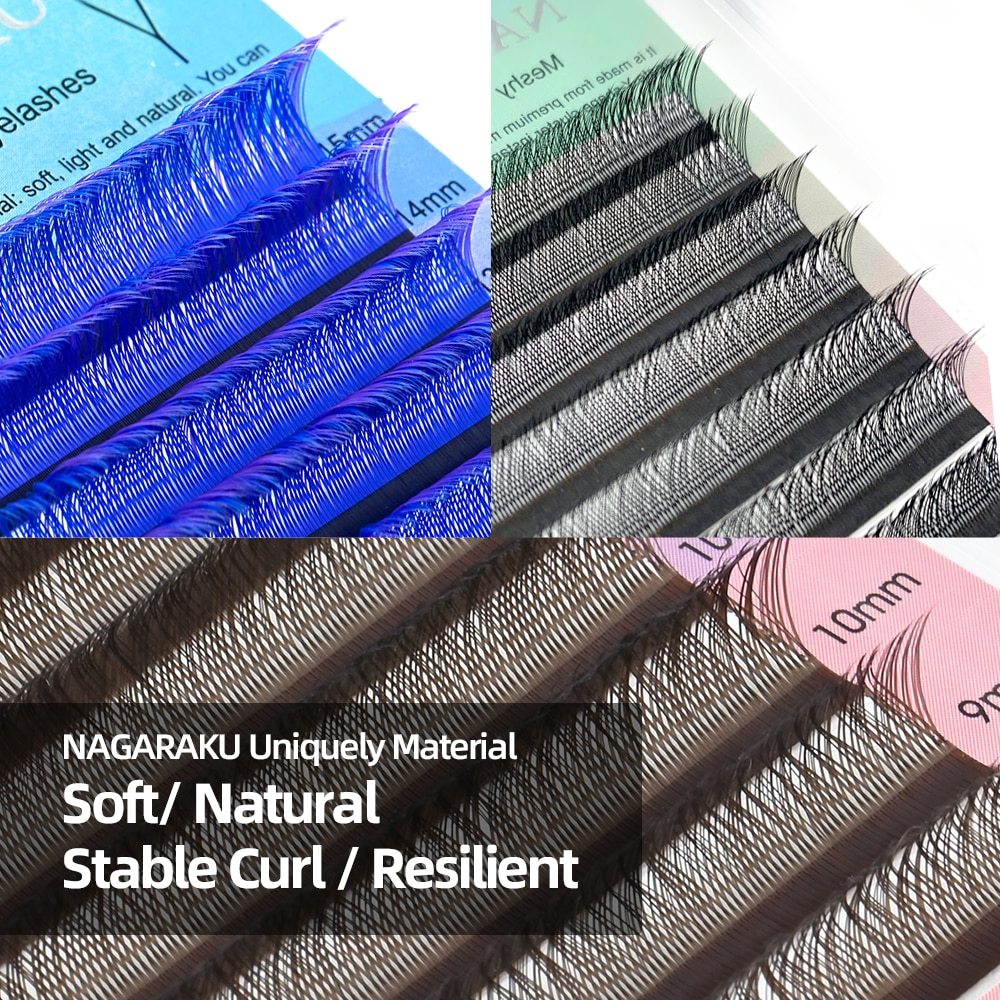 NAGARAKU YY Shape Hand Woven Premium Soft Light Natural Eyelashes Extension Supplies Makeup Mesh Net Cross False  Individual