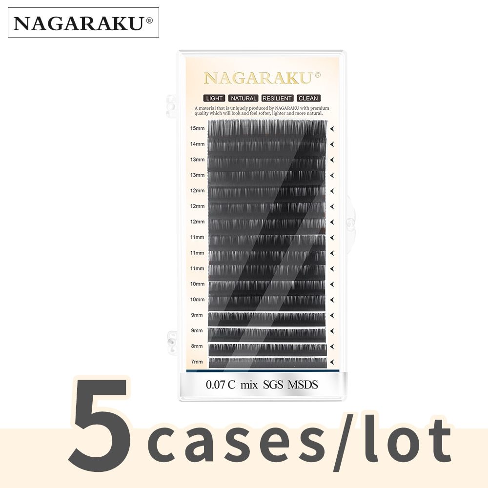 NAGARAKU Individual Eyelashes Manual Fans-making Lashes 5 Cases Lot Matte Black High Quality Super Soft Natural New Material