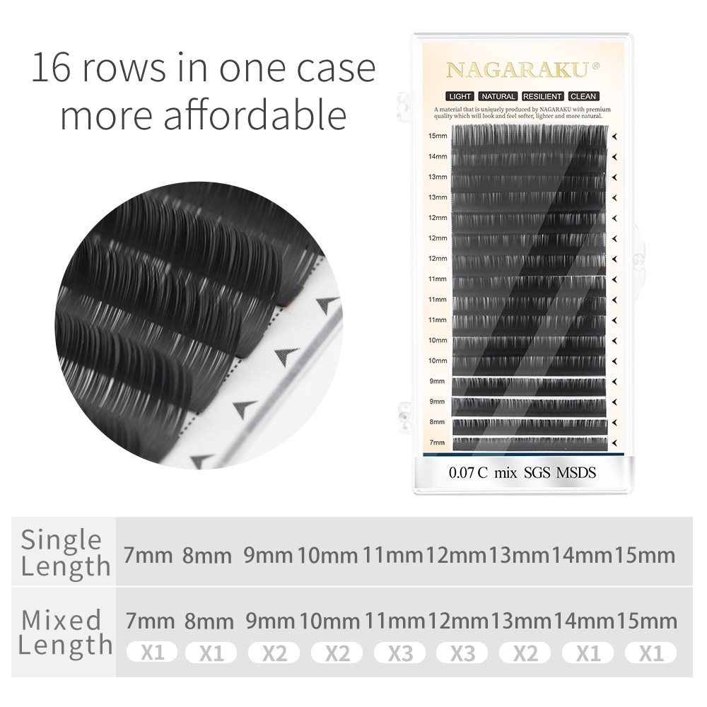 NAGARAKU Individual Eyelashes Manual Fans-making Lashes 10 Cases Lot Matte Black High Quality Super Soft Natural New Material
