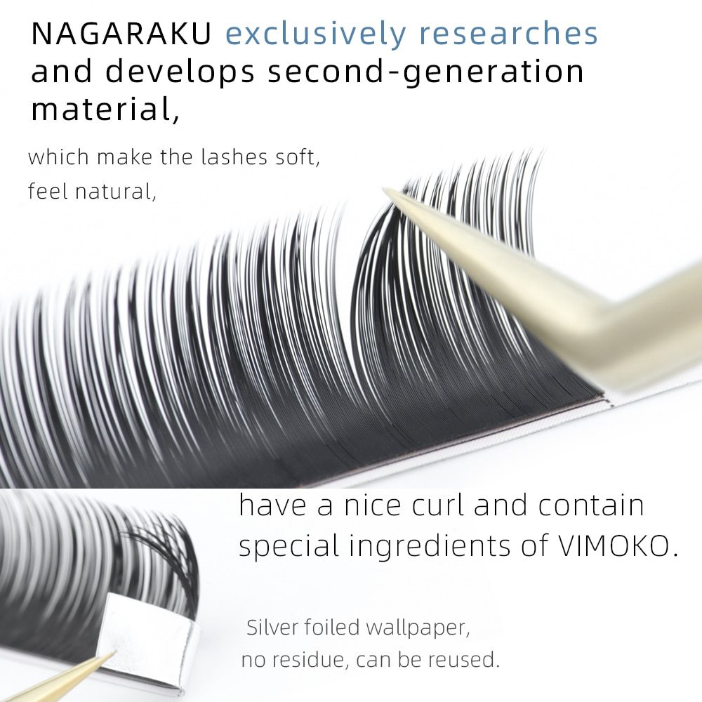NAGARAKU Individual Eyelashes Manual Fans-making Lashes 10 Cases Lot Matte Black High Quality Super Soft Natural New Material