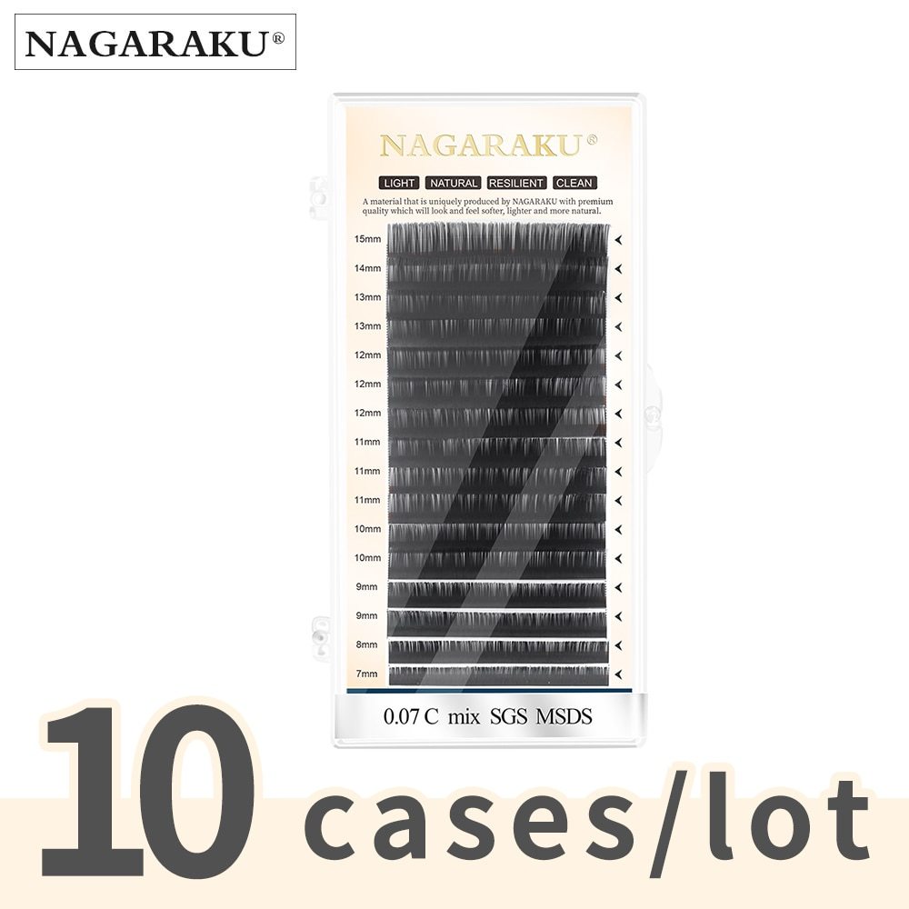 NAGARAKU Individual Eyelashes Manual Fans-making Lashes 10 Cases Lot Matte Black High Quality Super Soft Natural New Material