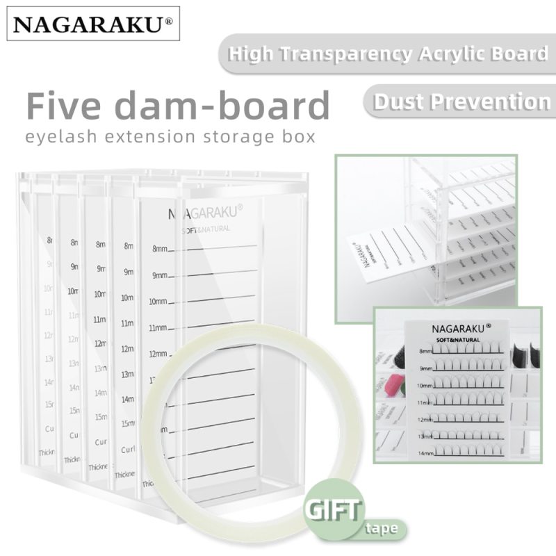 NAGARAKU Makeup Acrylic Eyelashes Storage Box Transparent Volume Lashes Storage Case Organizer Fans Eyelash storage Dust Proof