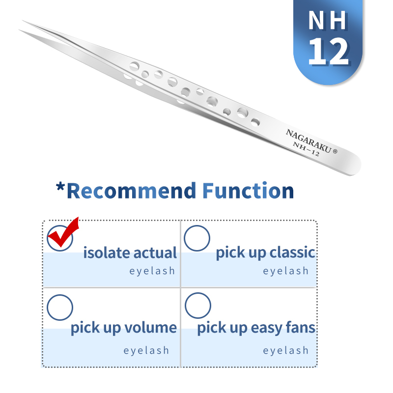 NAGARAKU Eyelash Extension Tweezers Makeup Stainless Steel Non-magnetic Pincet False Eyelash Tweezers 3D accurate tweezers