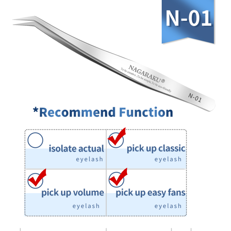 NAGARAKU Eyelash Extension Tweezers Makeup Stainless Steel Non-magnetic Pincet False Eyelash Tweezers 3D accurate tweezers