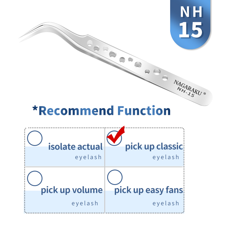 NAGARAKU Eyelash Extension Tweezers Makeup Stainless Steel Non-magnetic Pincet False Eyelash Tweezers 3D accurate tweezers