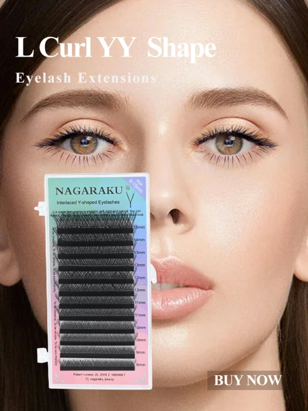 NAGARAKU YY Shape L LU（M）Curl Eyelash Extension Hand Woven Premium Soft Light Natural Lashes Makeup Mesh Net Cross Eyelashes