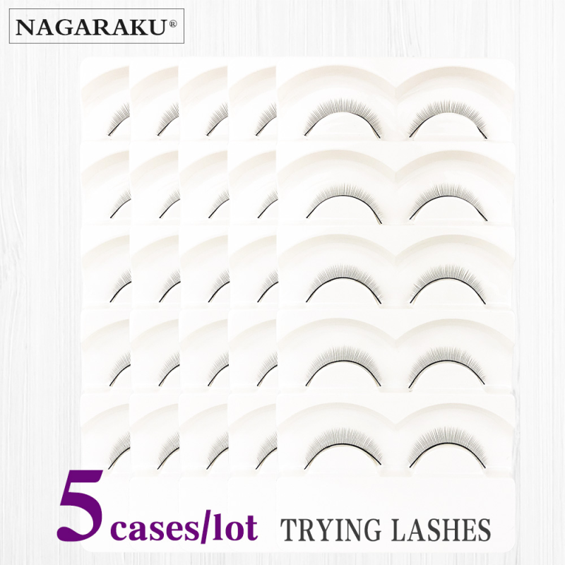 NAGARAKU False Eyelashes 5 Pairs Set Handmade Training Lashes For Beginners Eyelash Extension Beauty Salon Student Practice