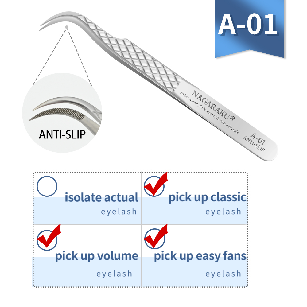 NAGARAKU Eyelash Extension Tweezers Makeup Stainless Steel Non-magnetic Pincet False Eyelash Tweezers 3D accurate tweezers